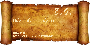 Báró Irén névjegykártya