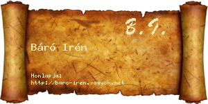 Báró Irén névjegykártya